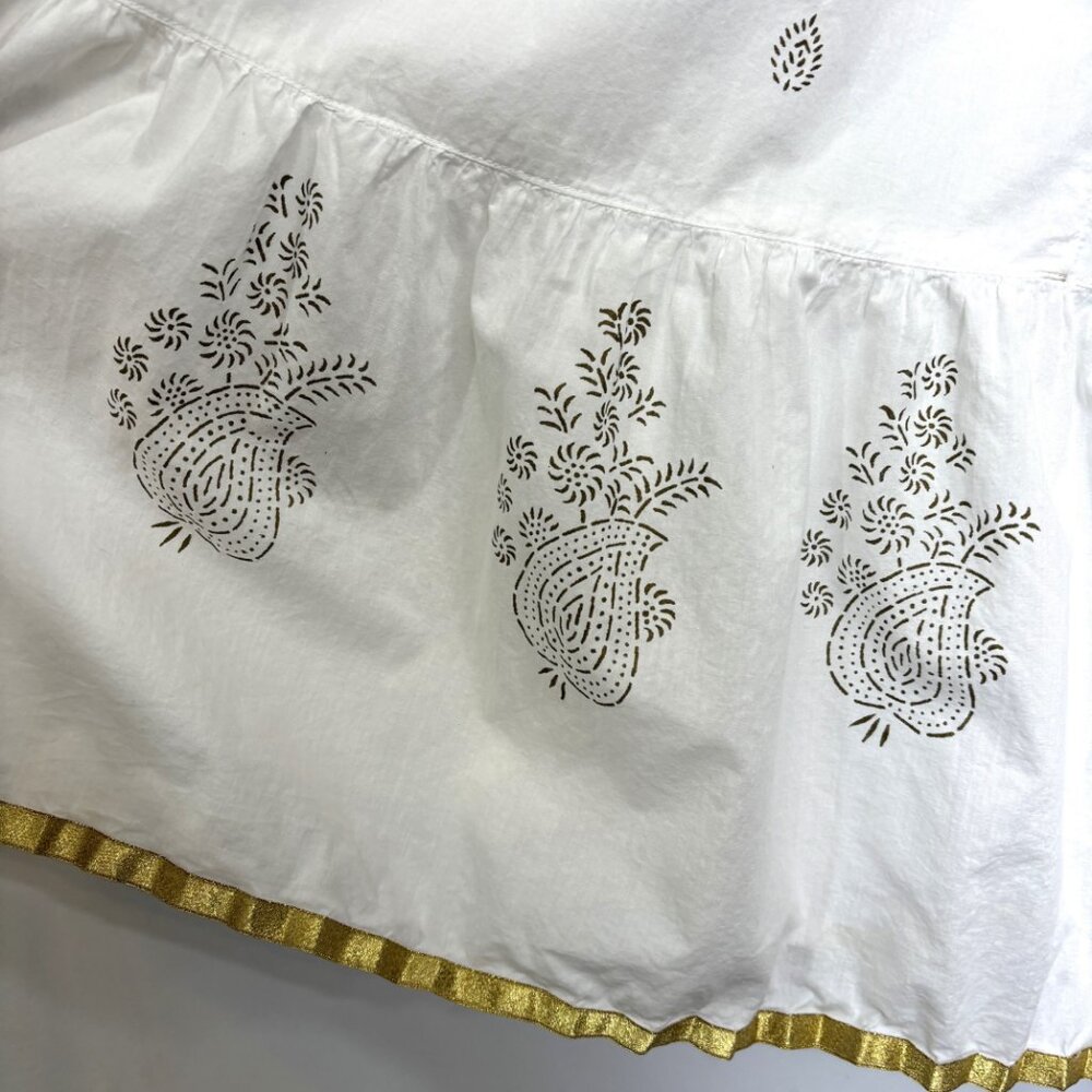 For the Republic White Gold Paisley 100% Cotton Gathered Midi Skirt sz XL - Picture 7 of 12